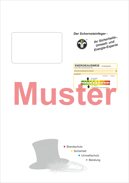 Briefumschläge DIN C4 "Energieausweis" mit Dienstleistungsmarke "Schornsteinfeger"