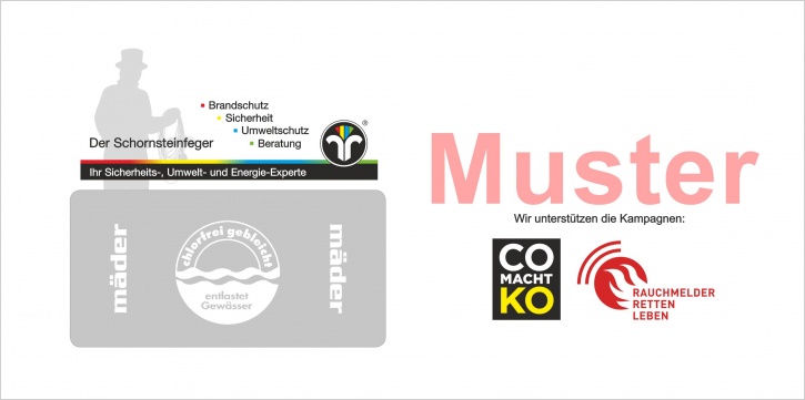 Briefumschläge DIN Lang "Rauchmelder & CO" mit Dienstleistungsmarke "Schornsteinfeger"
