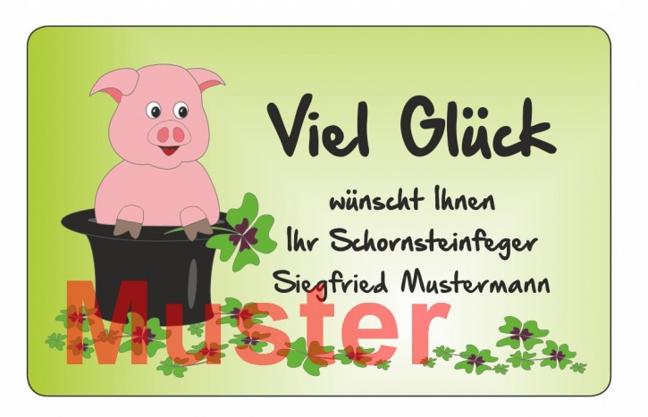 Glückskarten im Scheckkartenformat - Motiv Schwein, mit Eindruck