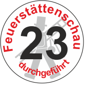 Jahreszahl - Etiketten "2023" "Feuerstättenschau durchgeführt"