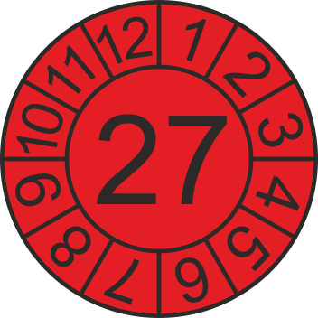Jahreszahl - Etiketten "2027" auf Blatt