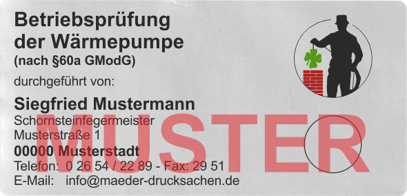 Haftetiketten "Betriebsprüfung Wärmepumpe", Eigenes Logo, PET Folie silber Haftetiketten "Betriebsprüfung Wärmepumpe", Eigenes Logo, PET Folie silber