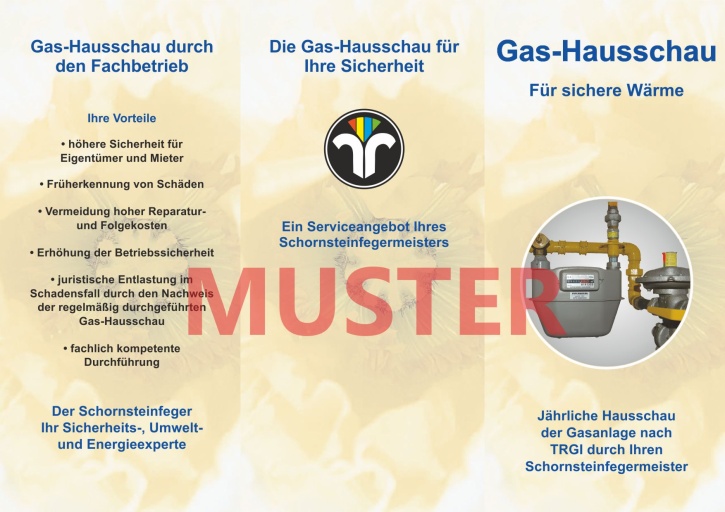 Falz-Flyer Gashausschau mit Dienstleistungsmarke, ohne Firmeneindruck