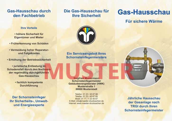 Falz-Flyer Gashausschau mit Dienstleistungsmarke, mit Firmeneindruck