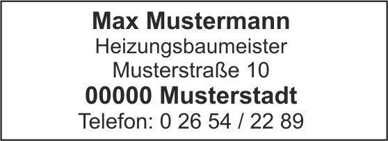 Printy 4912, Heizungsbauer "ohne Logo" bis 5 Zeilen