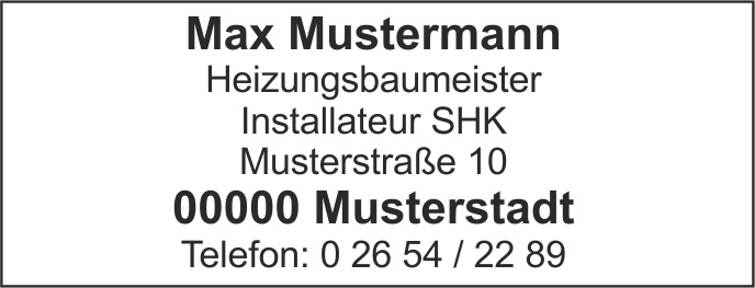 Printy 4913, Heizungsbauer "ohne Logo" bis 6 Zeilen
