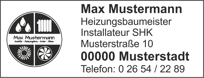 Printy 4913, Heizungsbauer "Ihr eigenes Logo" bis 6 Zeilen