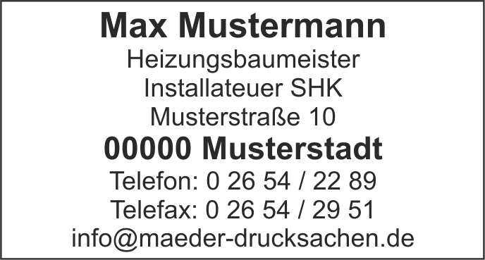 Printy 4928, Heizungsbauer "ohne Logo" ab 6 Zeilen