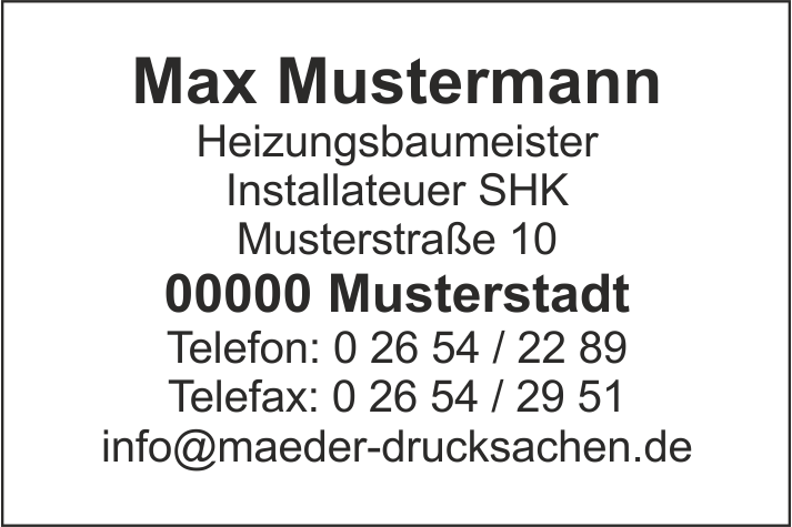 Printy 4927, Heizungsbauer "ohne Logo" ab 6 Zeilen