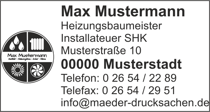 Printy 4928, Heizungsbauer "Ihr eigenes Logo" ab 6 Zeilen