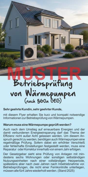Kompakt-Flyer "Betriebsprüfung Wärmepumpen", mit Firmeneindruck Kompakt-Flyer "Betriebsprüfung Wärmepumpen", mit Firmeneindruck