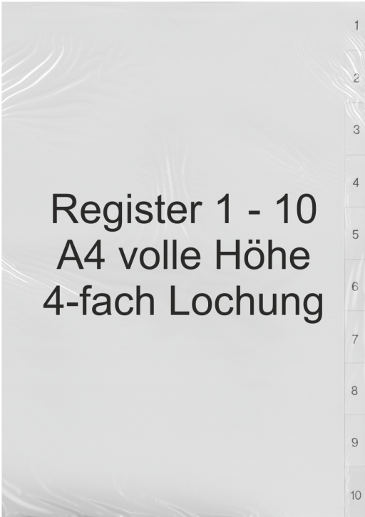 Register Zahlen 1-10