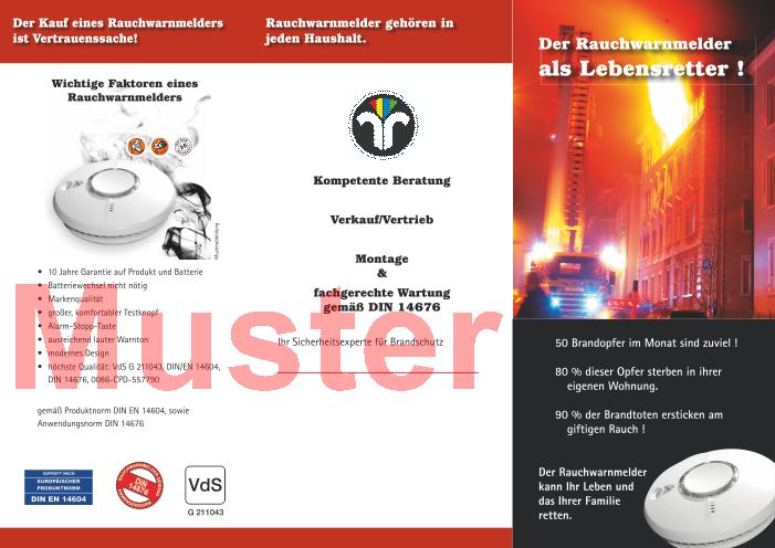 Falz Flyer Rauchwarnmelder Mit Dienstleistungsmarke Ohne Firmeneindruck