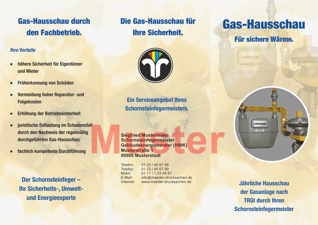 Falz Flyer Gashausschau Mit Dienstleistungsmarke Mit Firmeneindruck