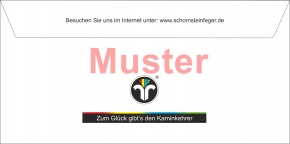 Briefumschläge DIN Lang "Rauchmelder & CO" mit Dienstleistungsmarke "Kaminkehrer"