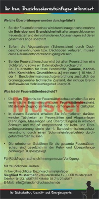 Kompakt-Flyer "Feuerstättenschau", mit Firmeneindruck