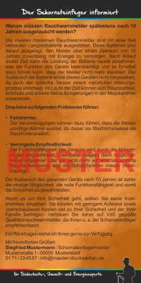 Kompakt-Flyer "Rauchwarnmelder", mit Firmeneindruck