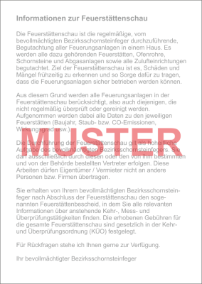 AZ "Feuerstättenschau" - DIN A6, ZIV-Logo, mit Rückseitendruck, ohne Streifengummierung, mit Firmeneindruck