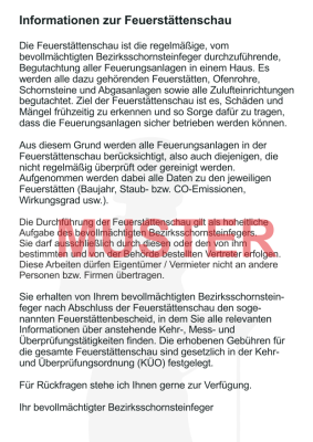 Ansagezettel als Postkarte, Feuerstättenschau, DIN A5, Florian, Schornsteinfeger