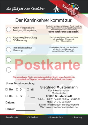 Ansagezettel als Postkarte, "Zum Glück..:" ZIV-Logo