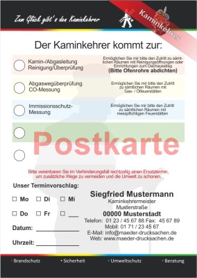 Ansagezettel als Postkarte, "Zum Glück..:" Florian