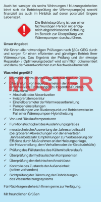 Kompakt-Flyer "Betriebsprüfung Wärmepumpe", ohne Firmeneindruck